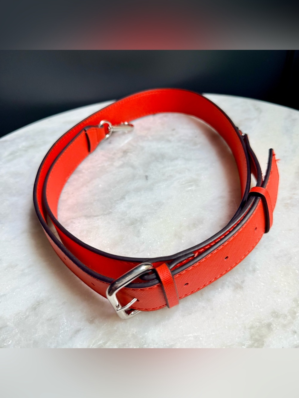 Red Leather Adjustable Crossbody Strap Replacement Silver
Hardware 44"-52"